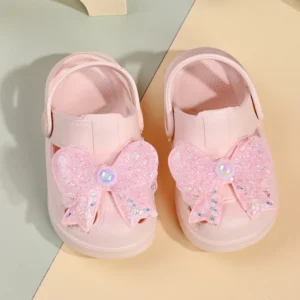 Garden Shoes For Girls Soft Sole Clogs For Baby Breathable Anti-Skidding Indoor Outdoor Beach Sandals Trendy Cute Cartoon Bow