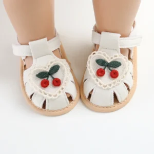 Baby girl sandals summer cherry cloth sole shoes newborn baby shoes first walking shoes
