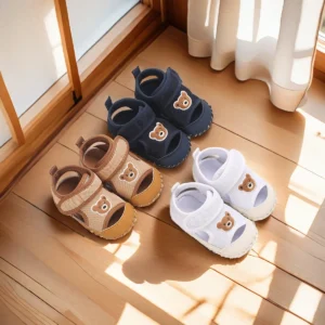 New Girls' Shoes Preschool Flat Shoes High grade Soft Rubber Sole Anti slip Summer Cute Cartoon Crib First Walking Shoe 0-18M