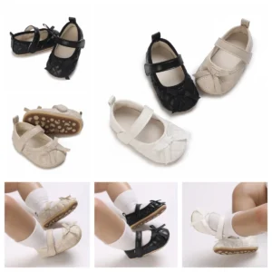 Baby girl summer princess dance party shoes ankle covered PU baby shoes Rubber soled anti slip princess shoes